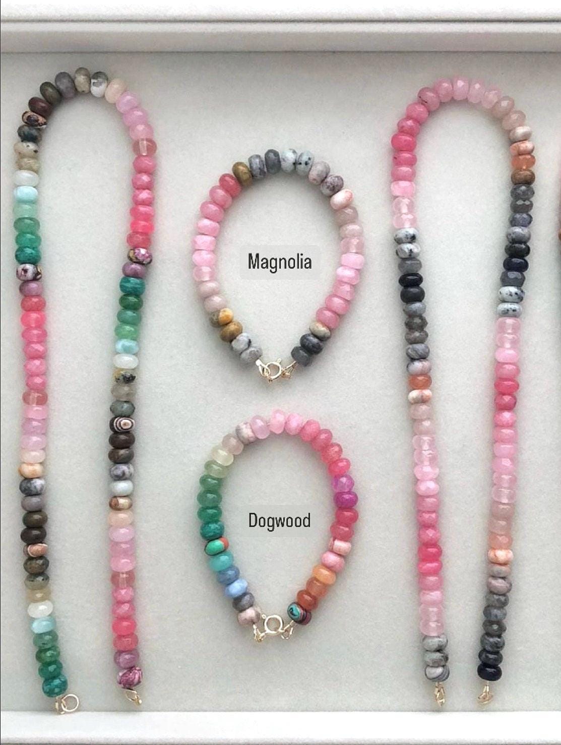 Dogwood Blossom Ombré Gemstone Necklace2 and Bracelet