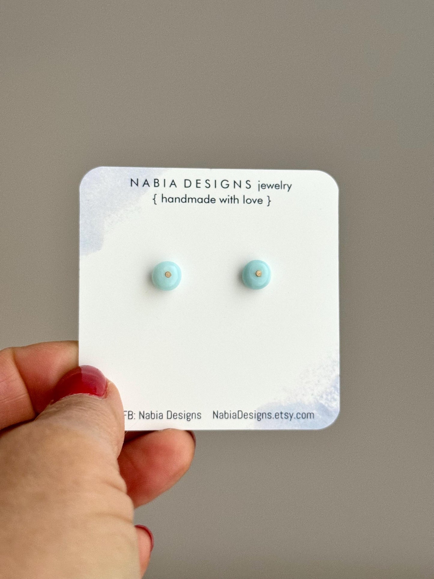 Opal and Gold Post Earrings, BLUES: adorable opal gemstone in light and dark blue, with 14k gold filled flat head post and earring backings