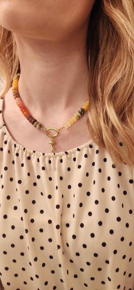Kiwi Ombré Gemstone Necklace: Tropical Fruit Series