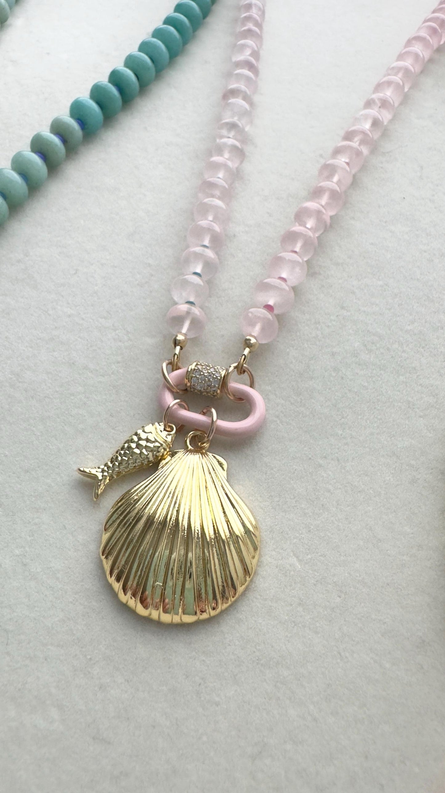 Gold Puff Seashell Charms - large and small puffed gold fish charms, nostalgic Cape Cod coastal summer keepsakes