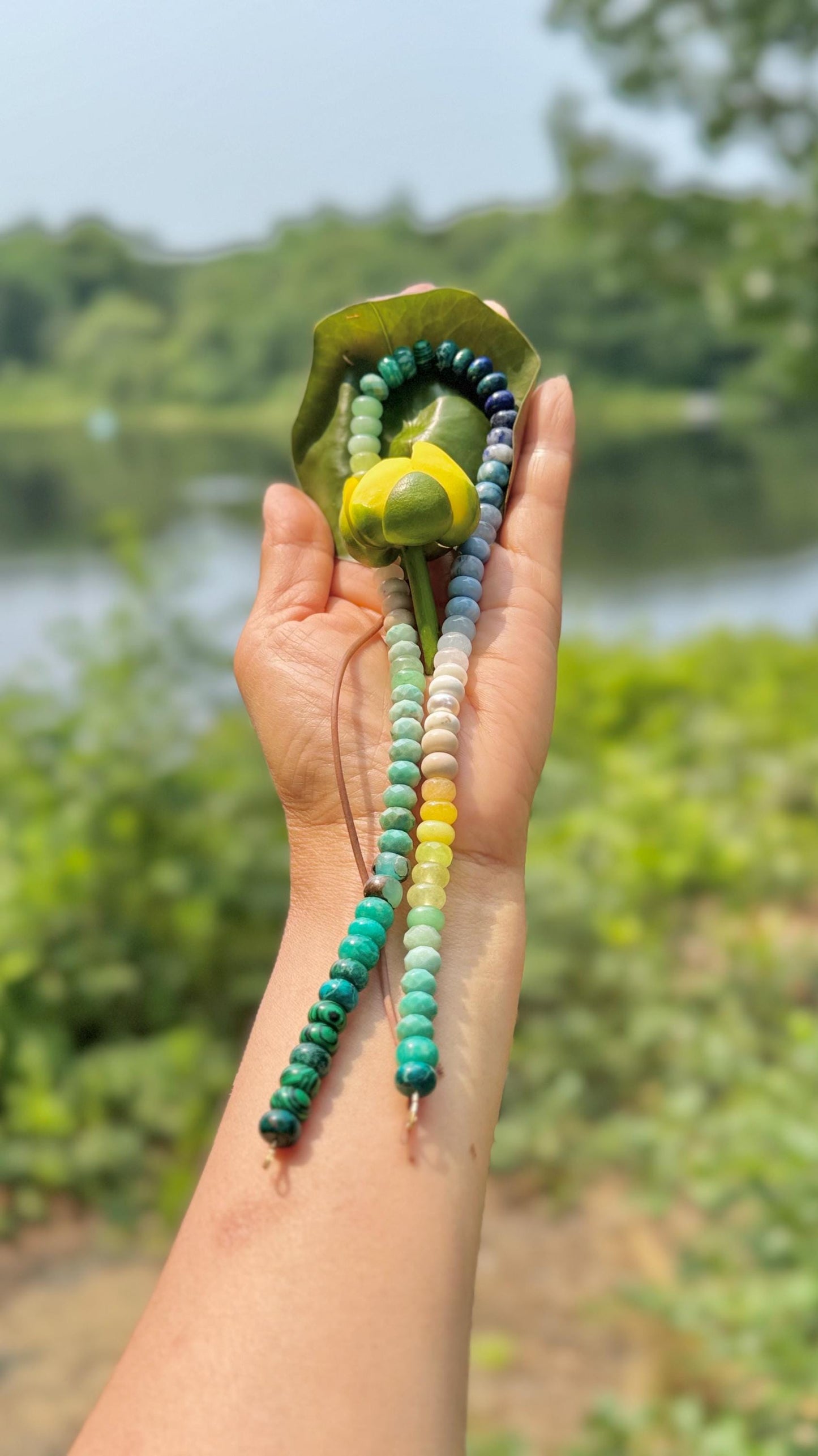 Secret Pond Ombré Gemstone Necklace: Water Lilly Series