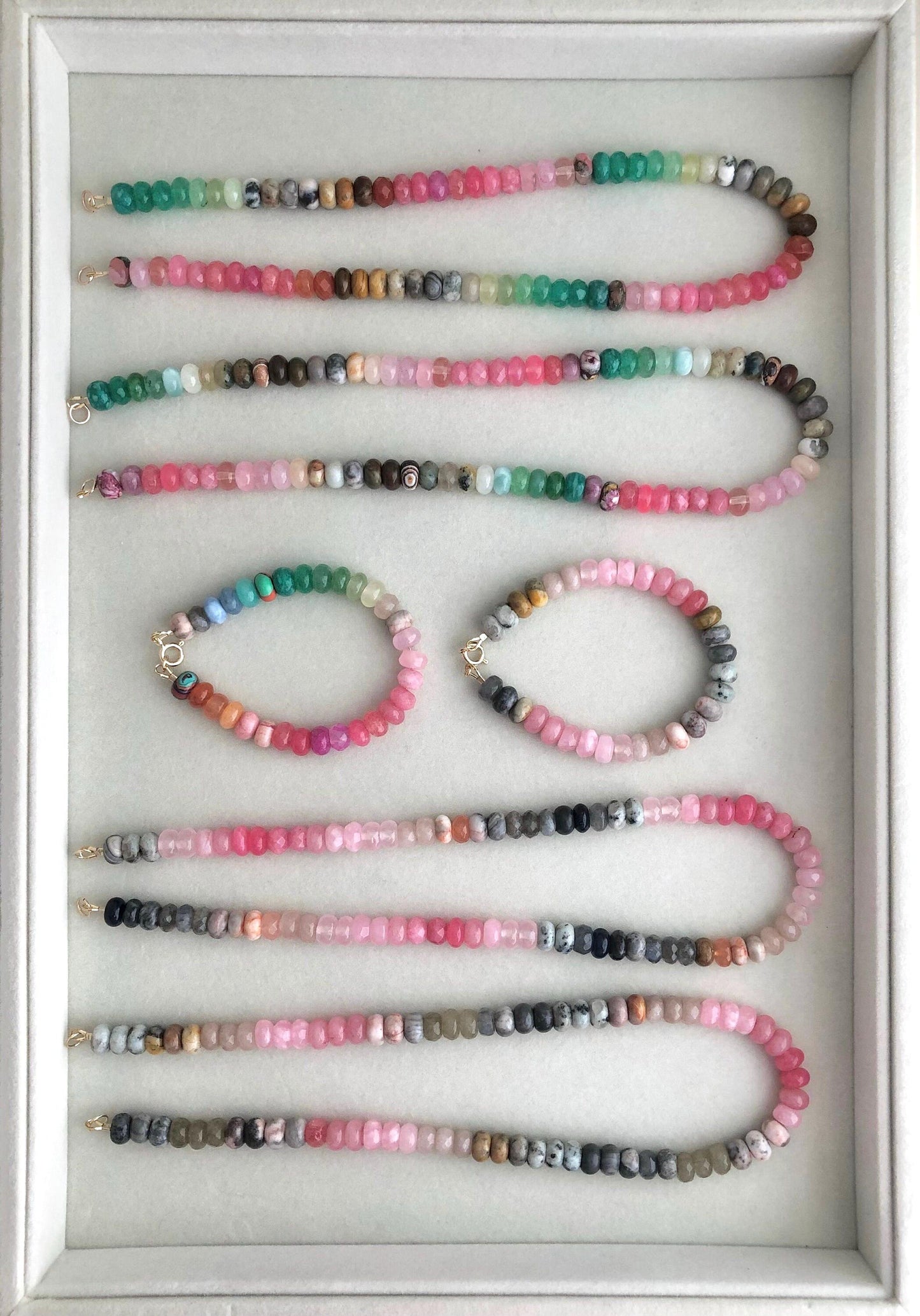 Dogwood Blossom Ombré Gemstone Necklace2 and Bracelet