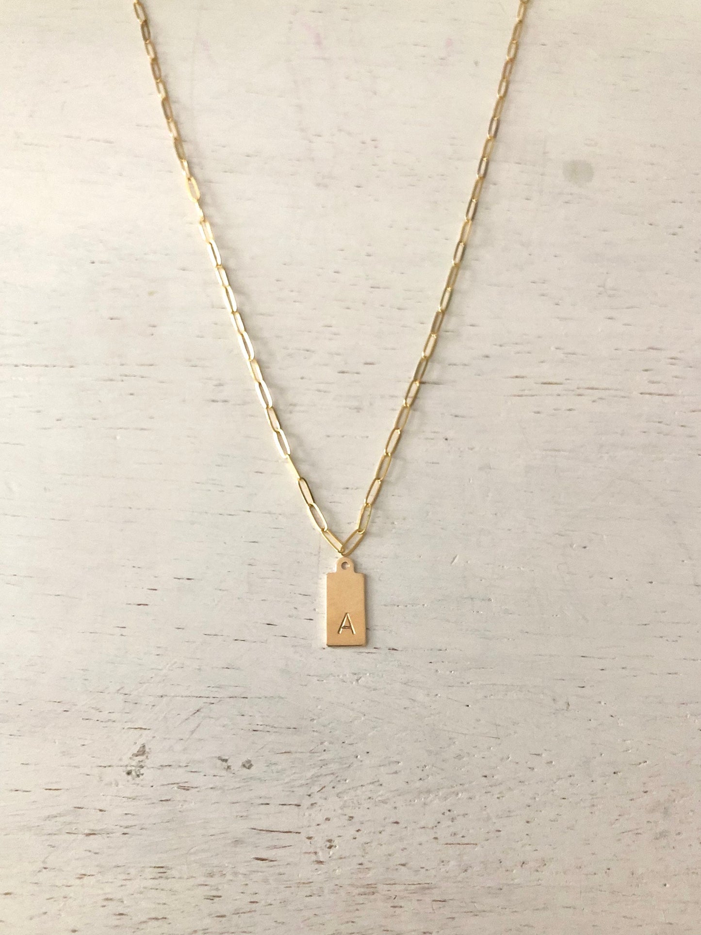 Initial Letter Tag Charms, Hand Stamped