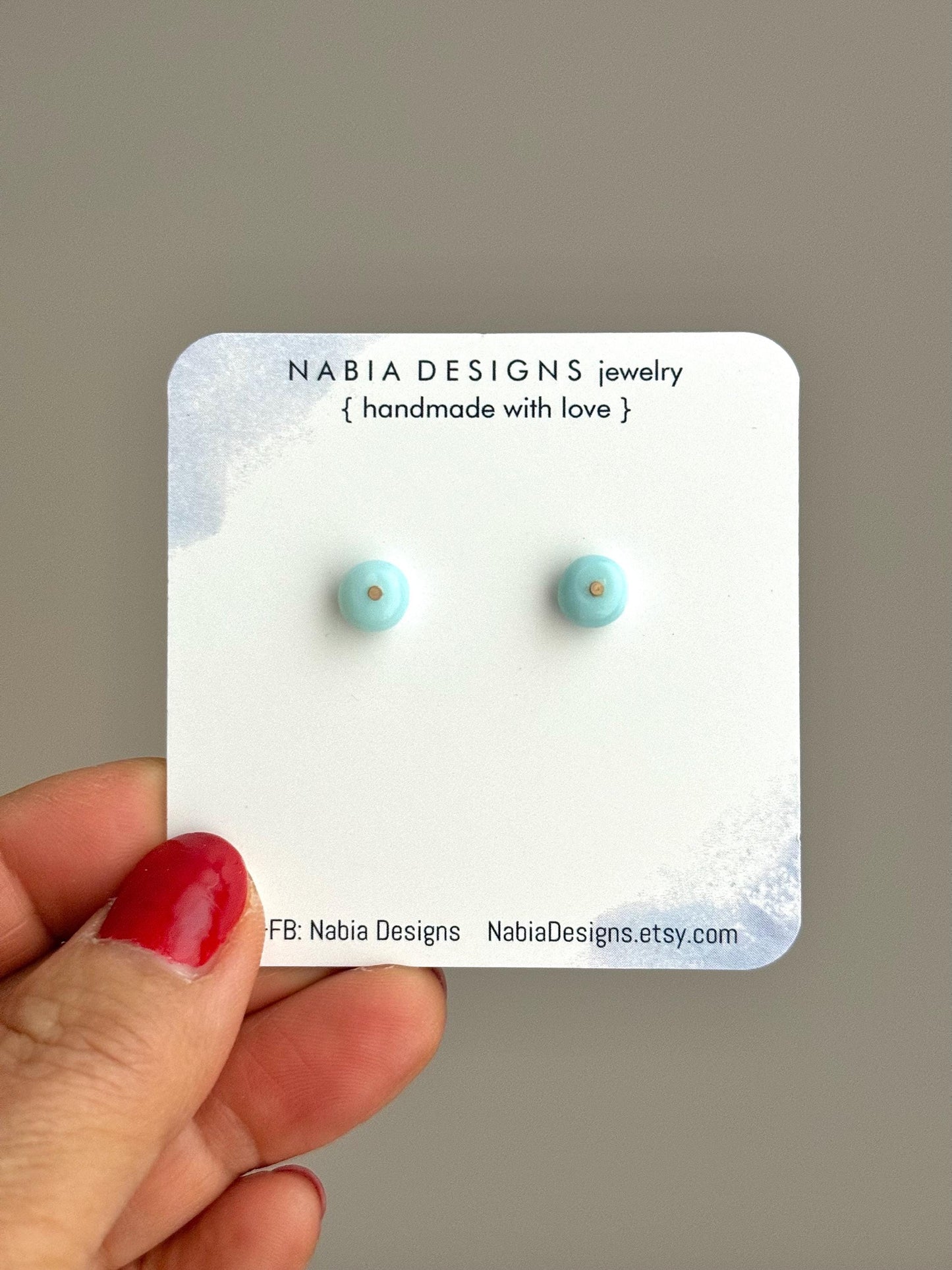 Opal and Gold Post Earrings, BLUES: adorable opal gemstone in light and dark blue, with 14k gold filled flat head post and earring backings
