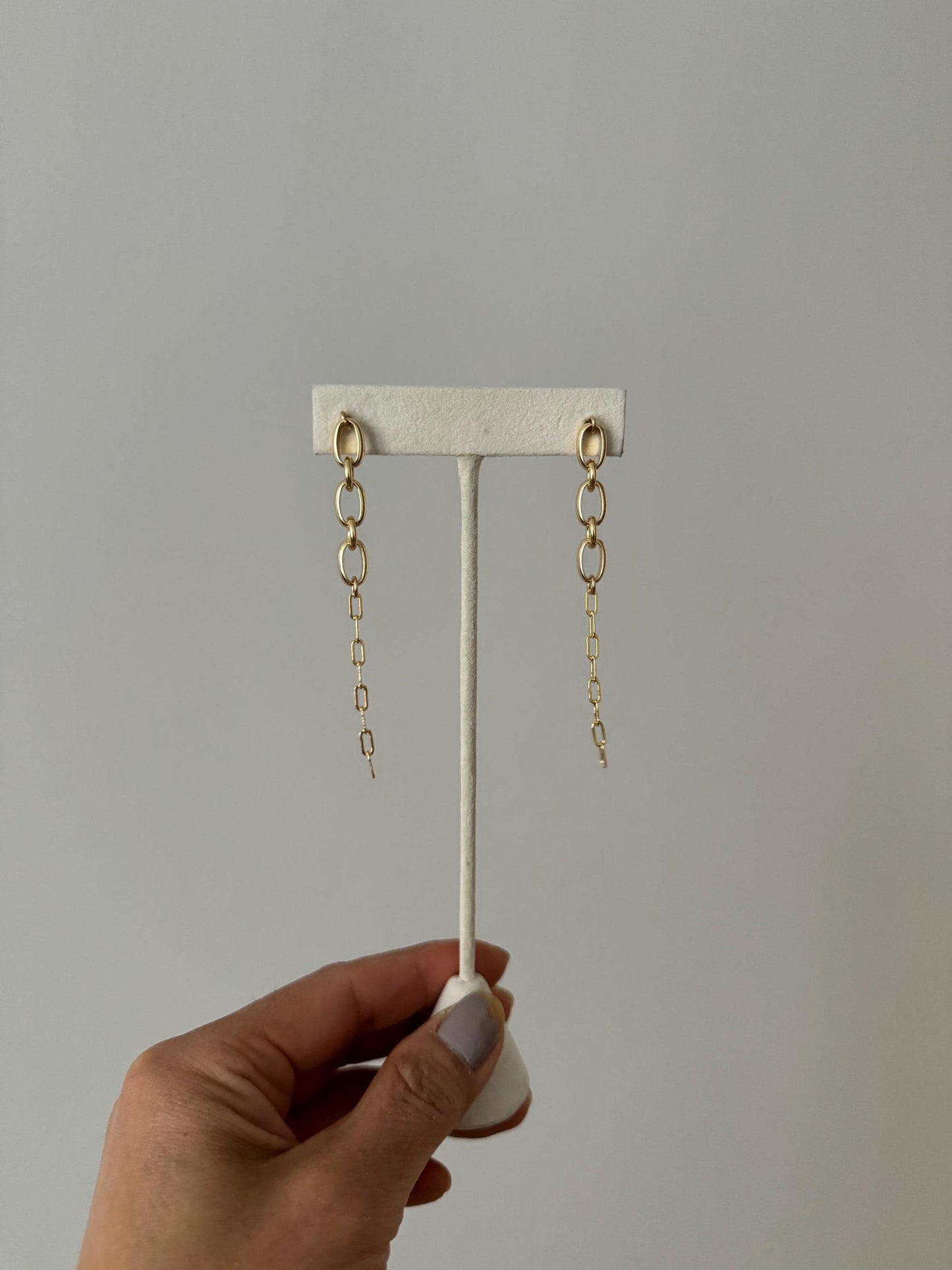 Finesse Drop Earrings: beautifully swaying 2-style link design with 14kt gold filled post and earring backs