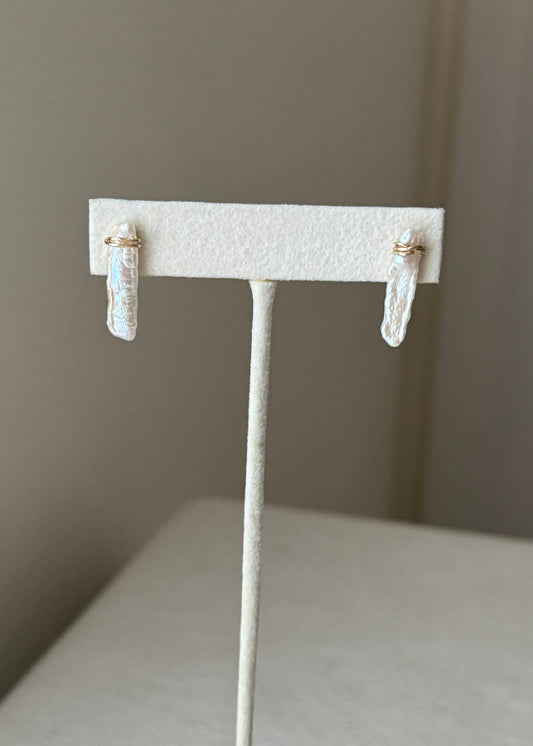 Driftwood Pearl Post Earrings