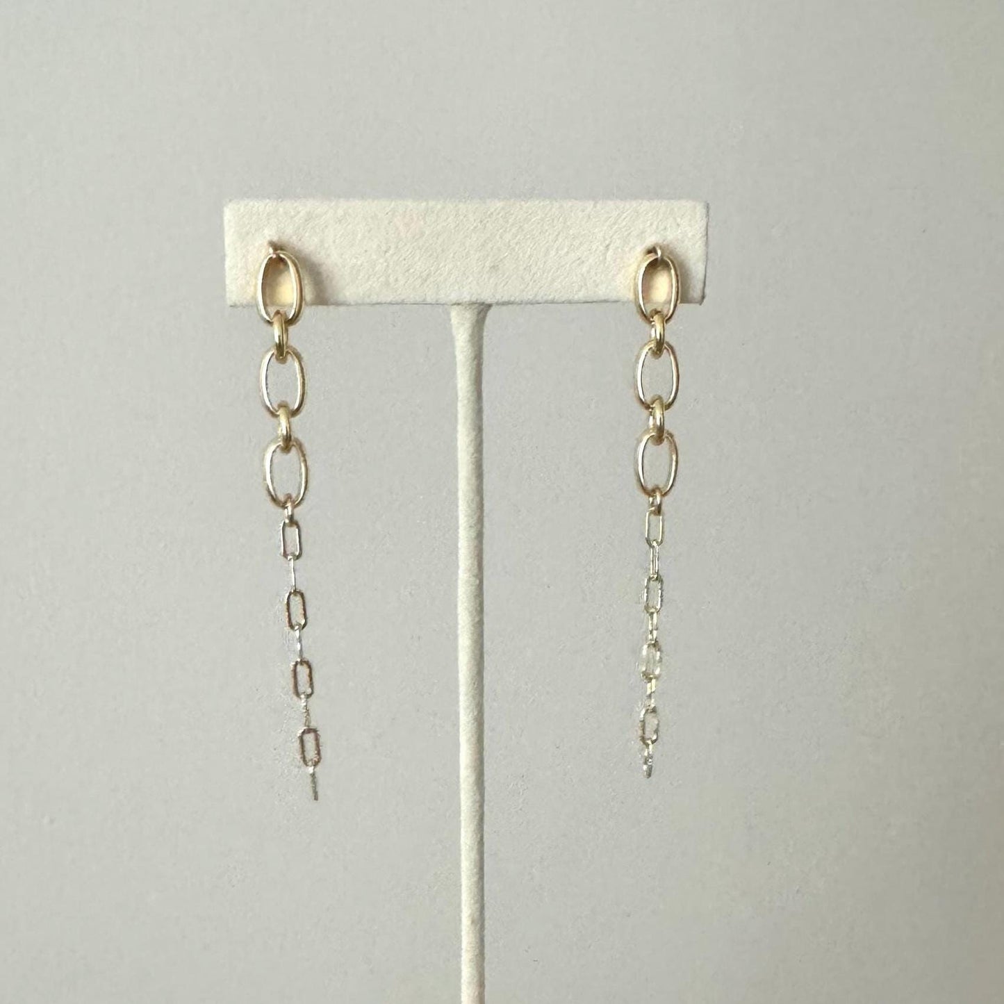 Finesse Drop Earrings: beautifully swaying 2-style link design with 14kt gold filled post and earring backs