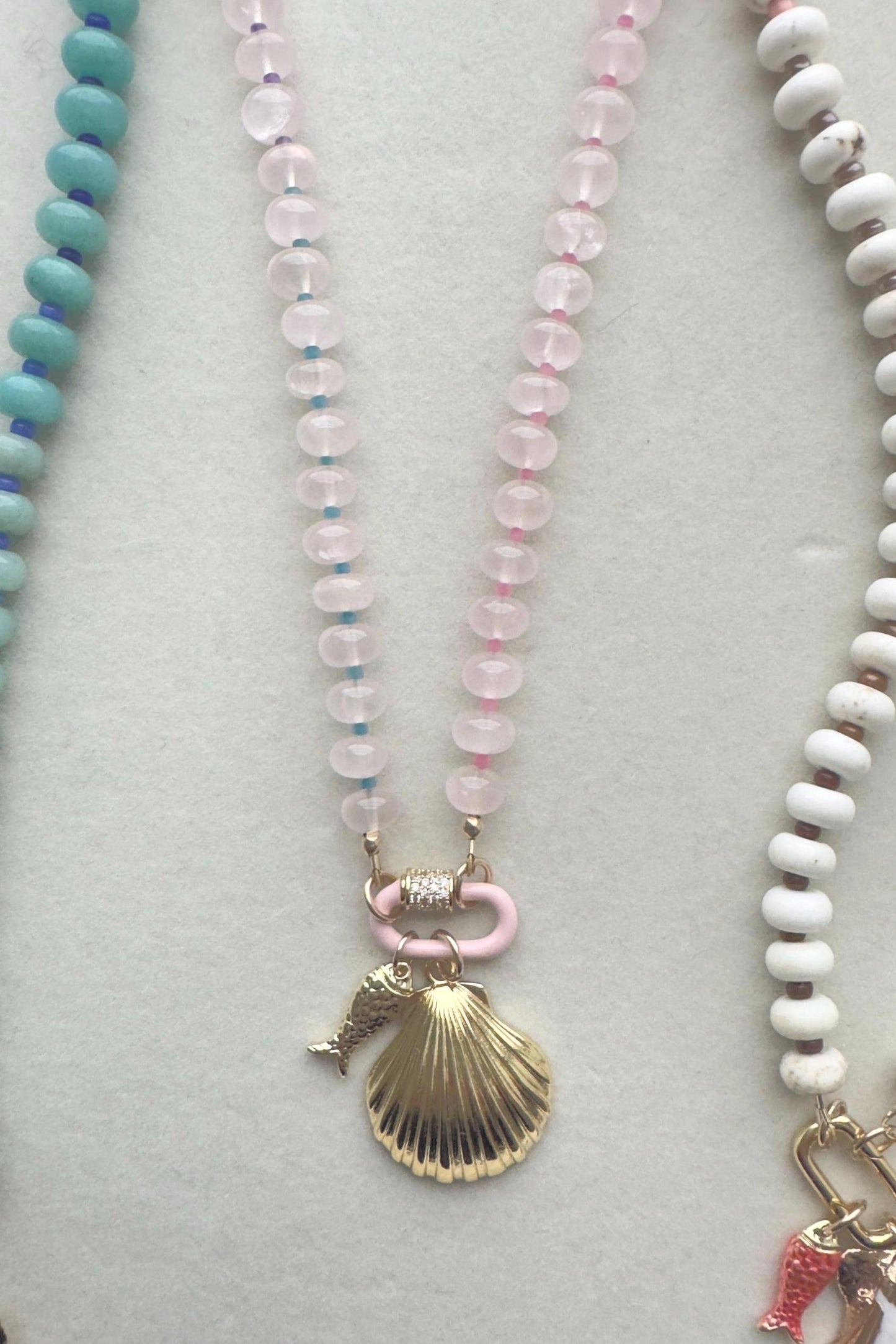 Gold Puff Seashell Charms - large and small puffed gold fish charms, nostalgic Cape Cod coastal summer keepsakes