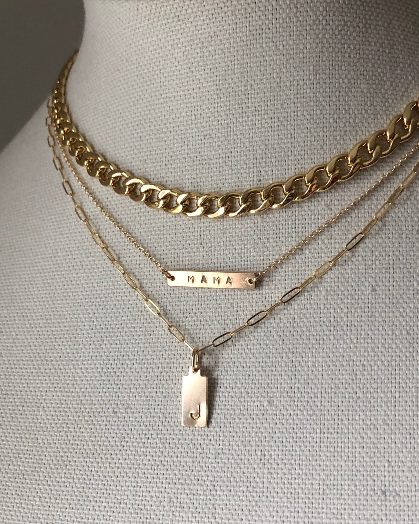 Initial Letter Tag Charms, Hand Stamped