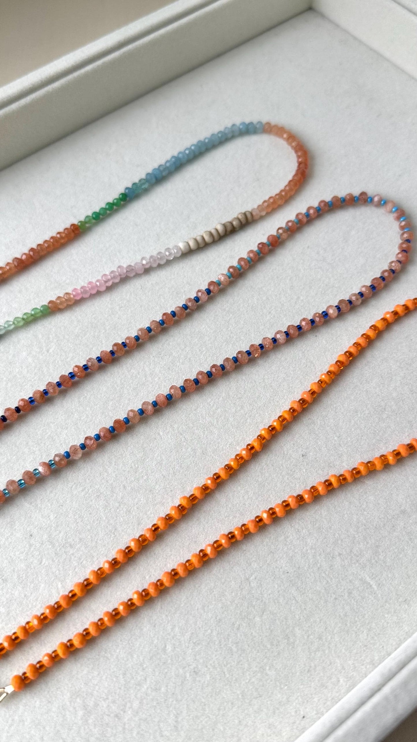 Coastal Sunset- Mini Faceted ORANGE Gemstone Ombré Necklace