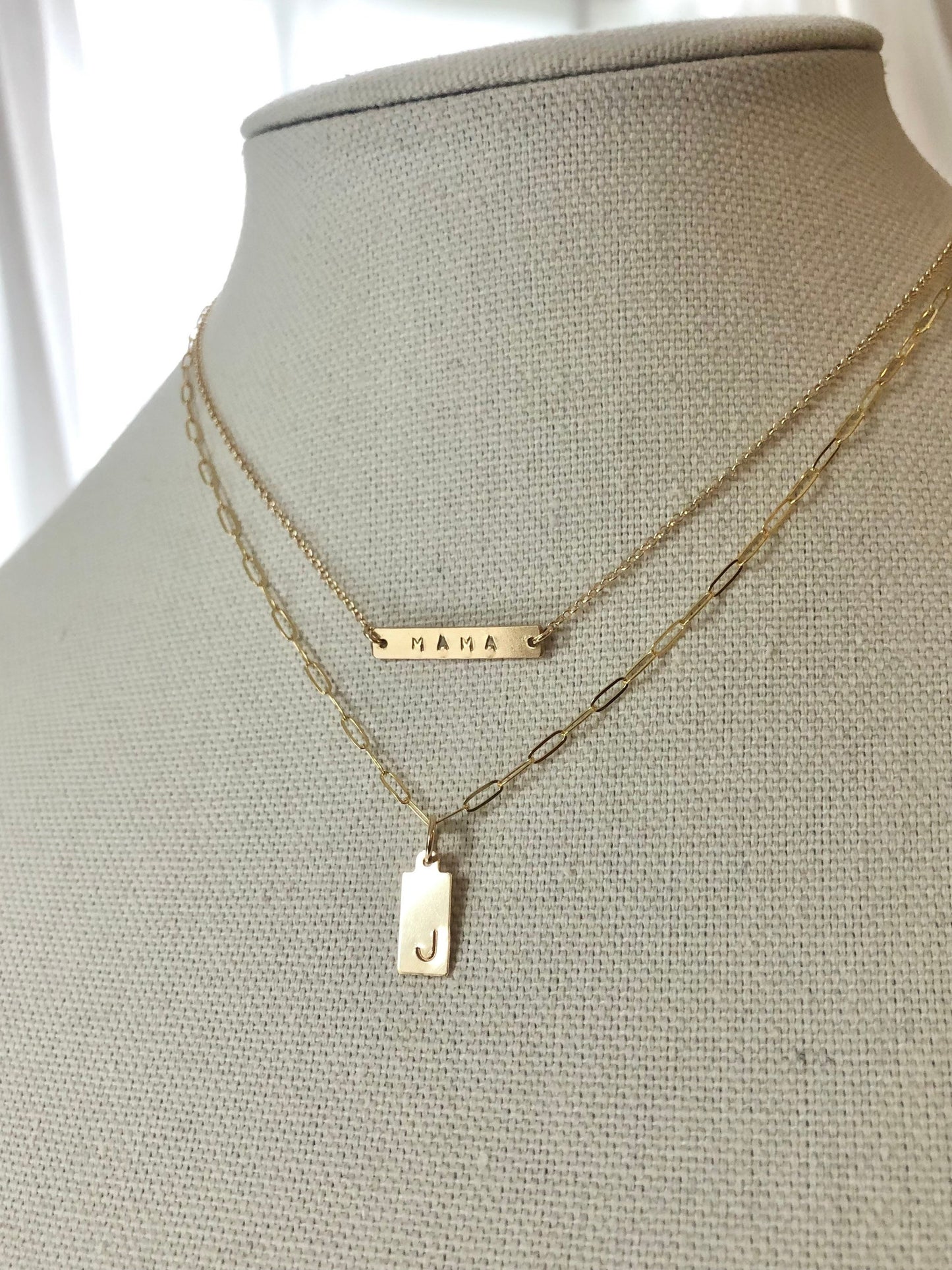 Initial Letter Tag Charms, Hand Stamped
