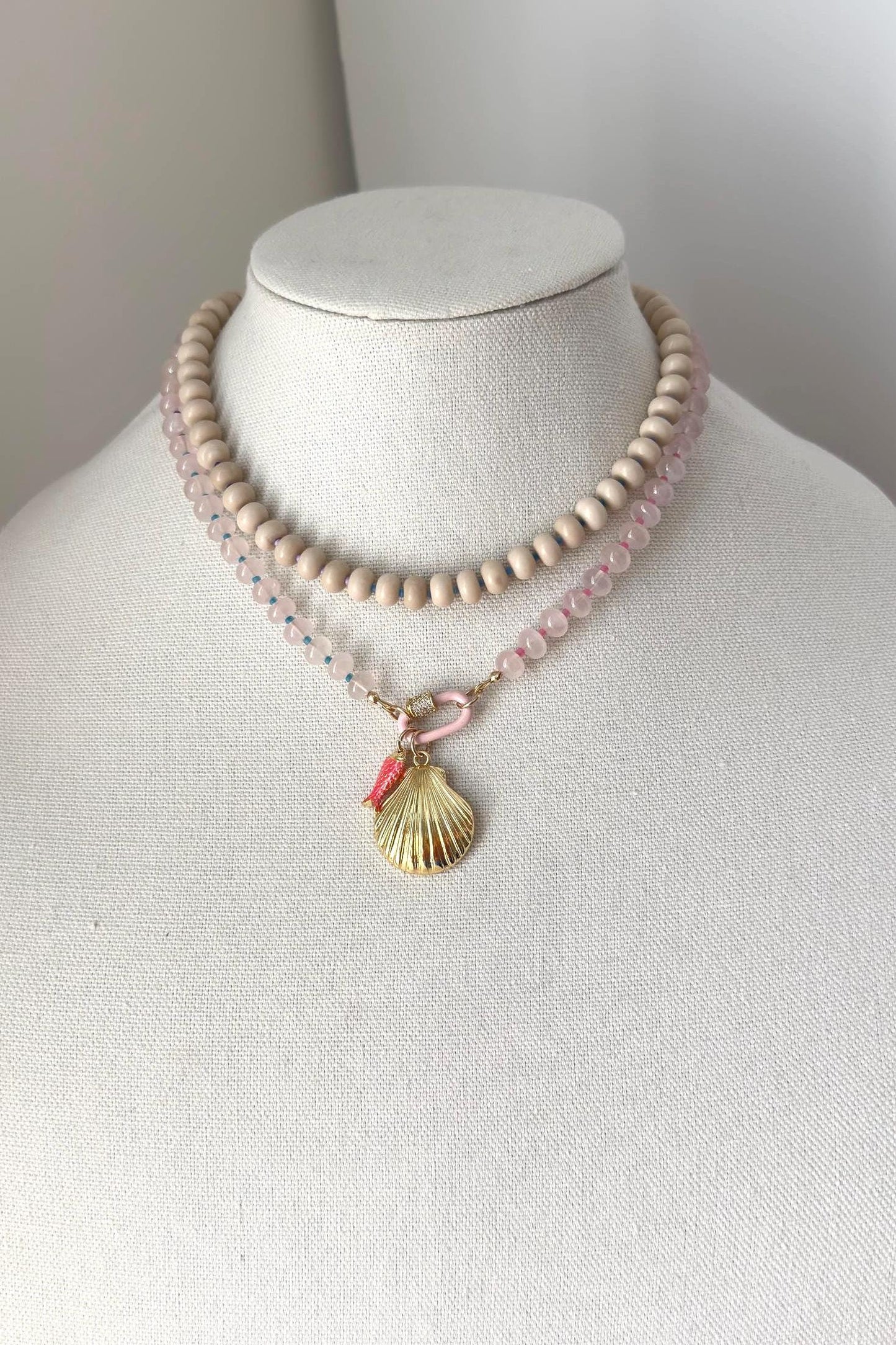 Gold Puff Seashell Charms - large and small puffed gold fish charms, nostalgic Cape Cod coastal summer keepsakes