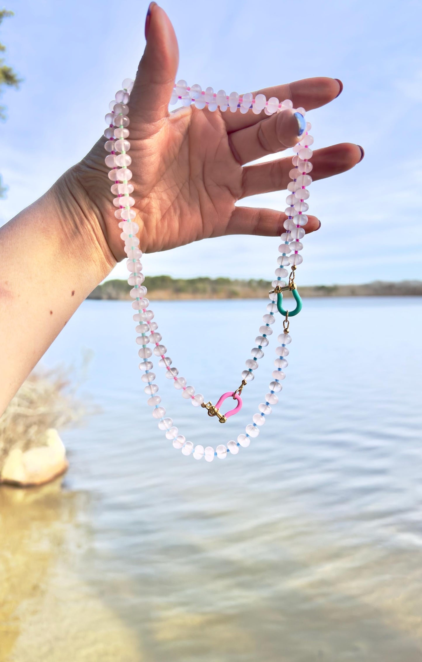 Madagascar Rose Quartz Ombré Necklace, 22.25”