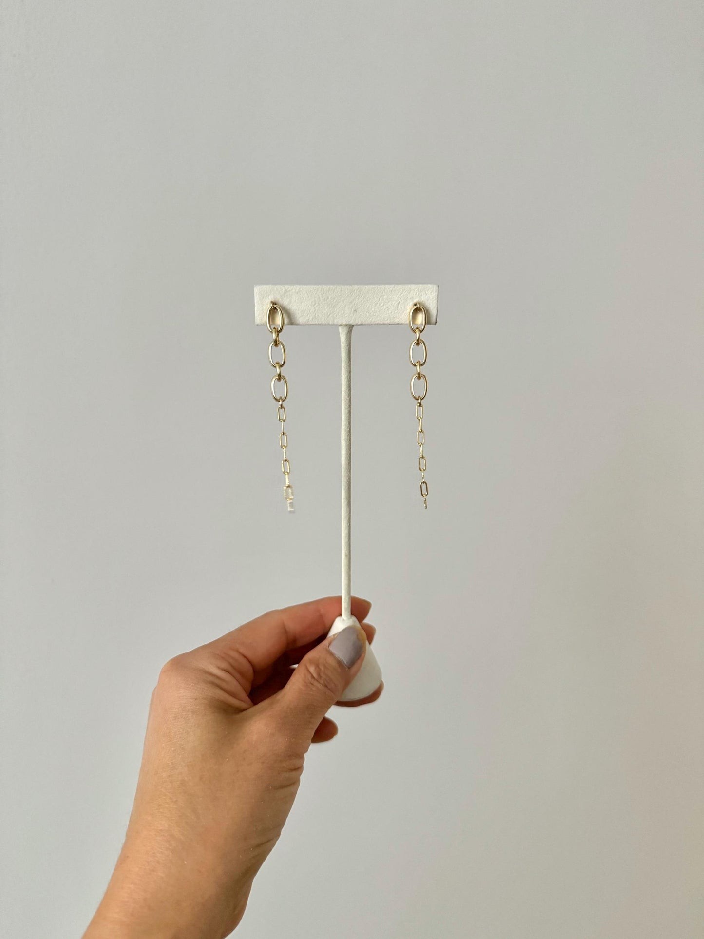 Finesse Drop Earrings: beautifully swaying 2-style link design with 14kt gold filled post and earring backs