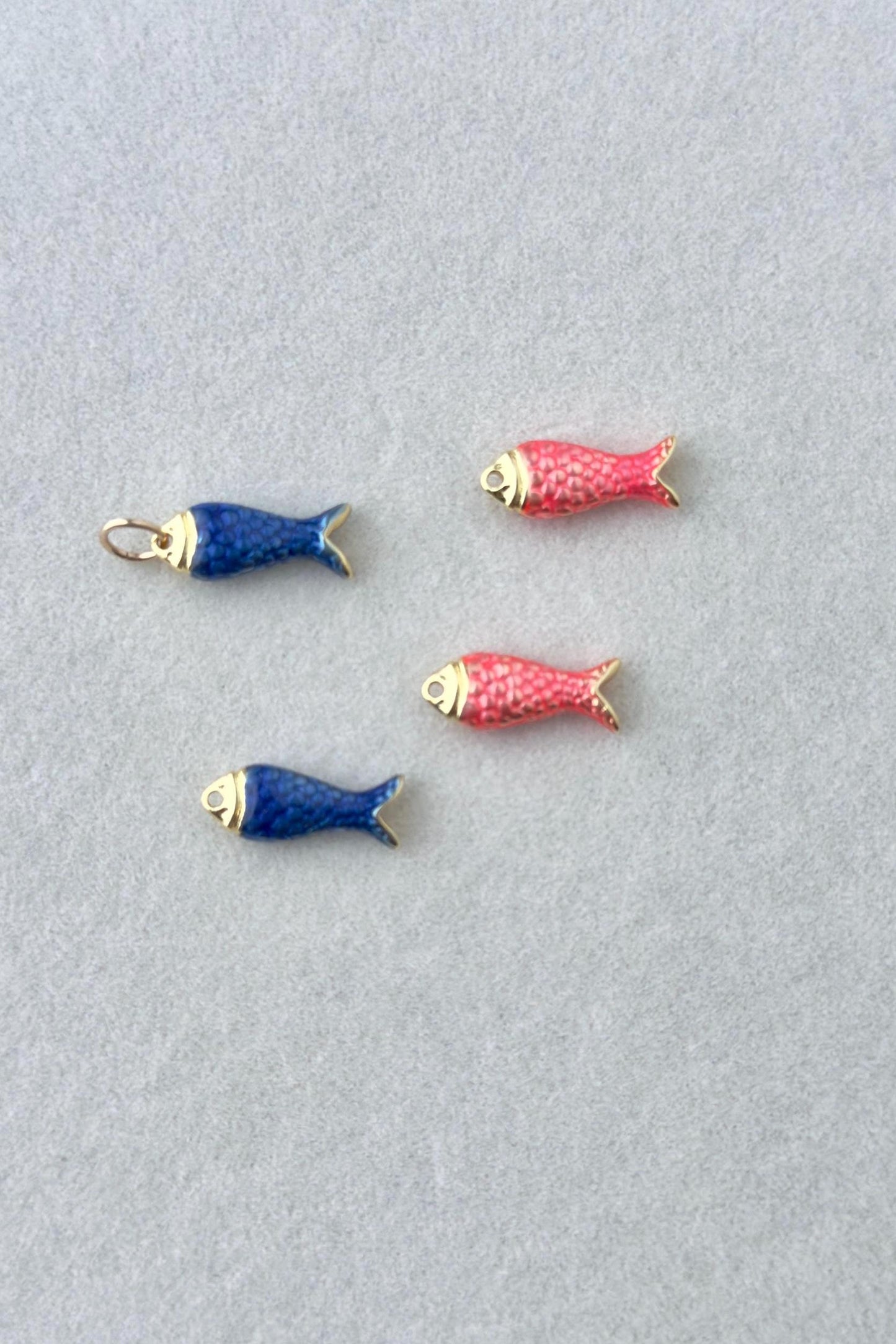 Enamel Gold Fish Charms: Pink or Blue Coastal Keepsake