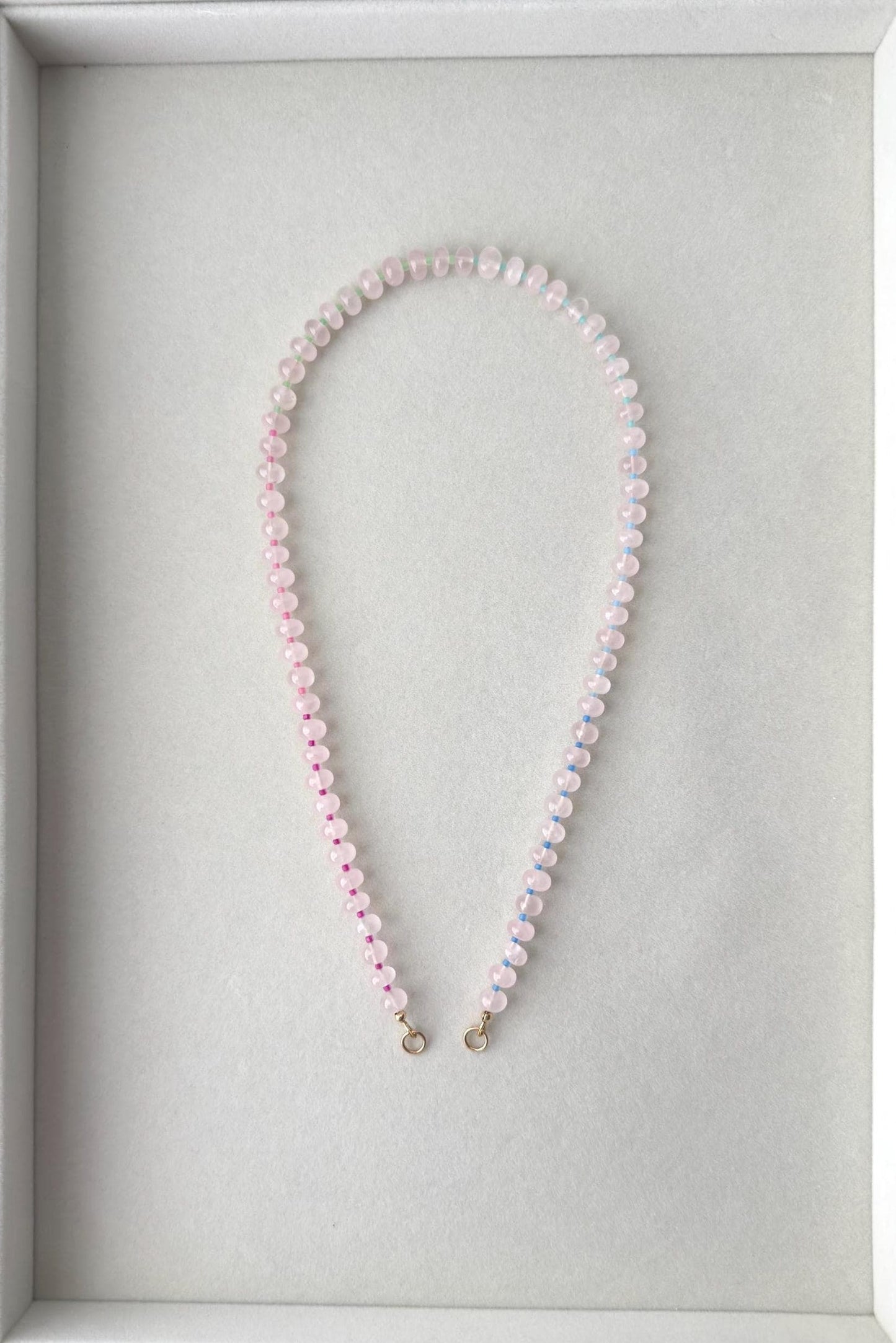 Madagascar Rose Quartz Ombré Necklace, 19”