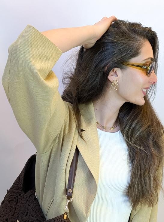 Double Oval Earrings: versatile medium size earrings with unique gold link style, 14kt gold filled post and earring backs