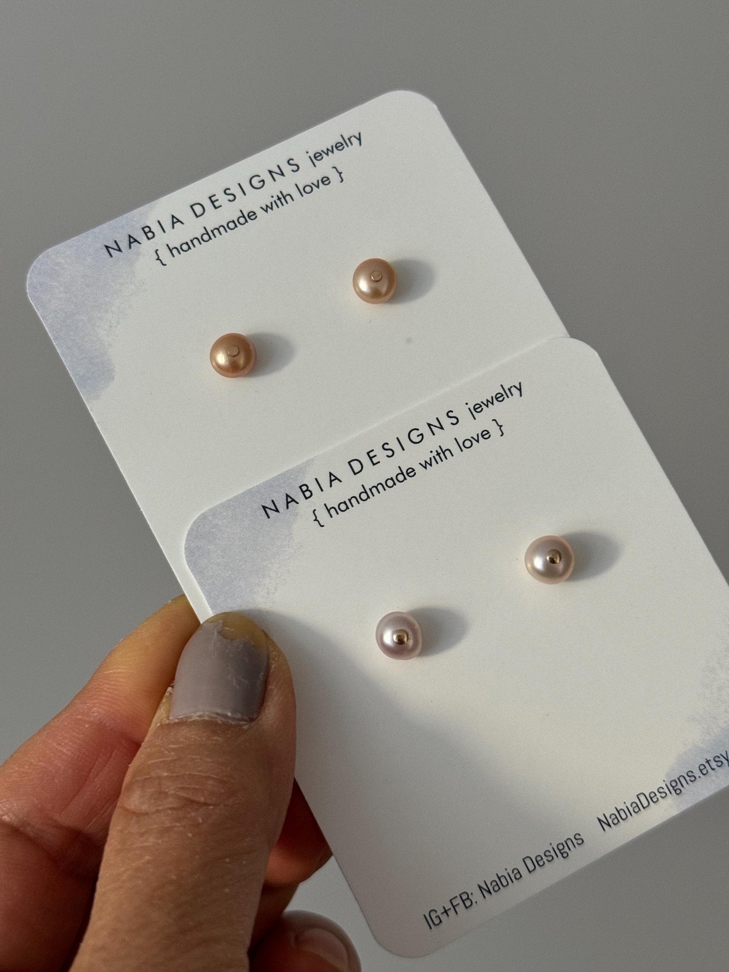 Pearl and Gold Post Earrings: adorable fresh water pearl beads and 14k gold filled flat head post and earring backings