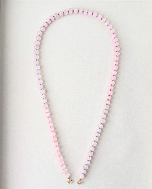 Madagascar Rose Quartz Ombré Necklace, 22.25”