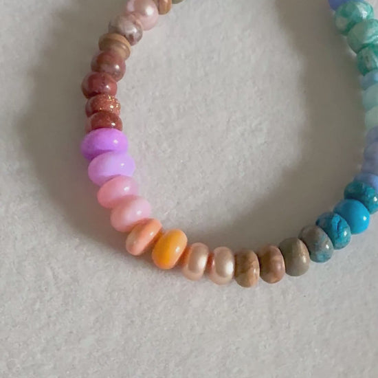 One of a kind ombré effect gemstone bead bracelet
