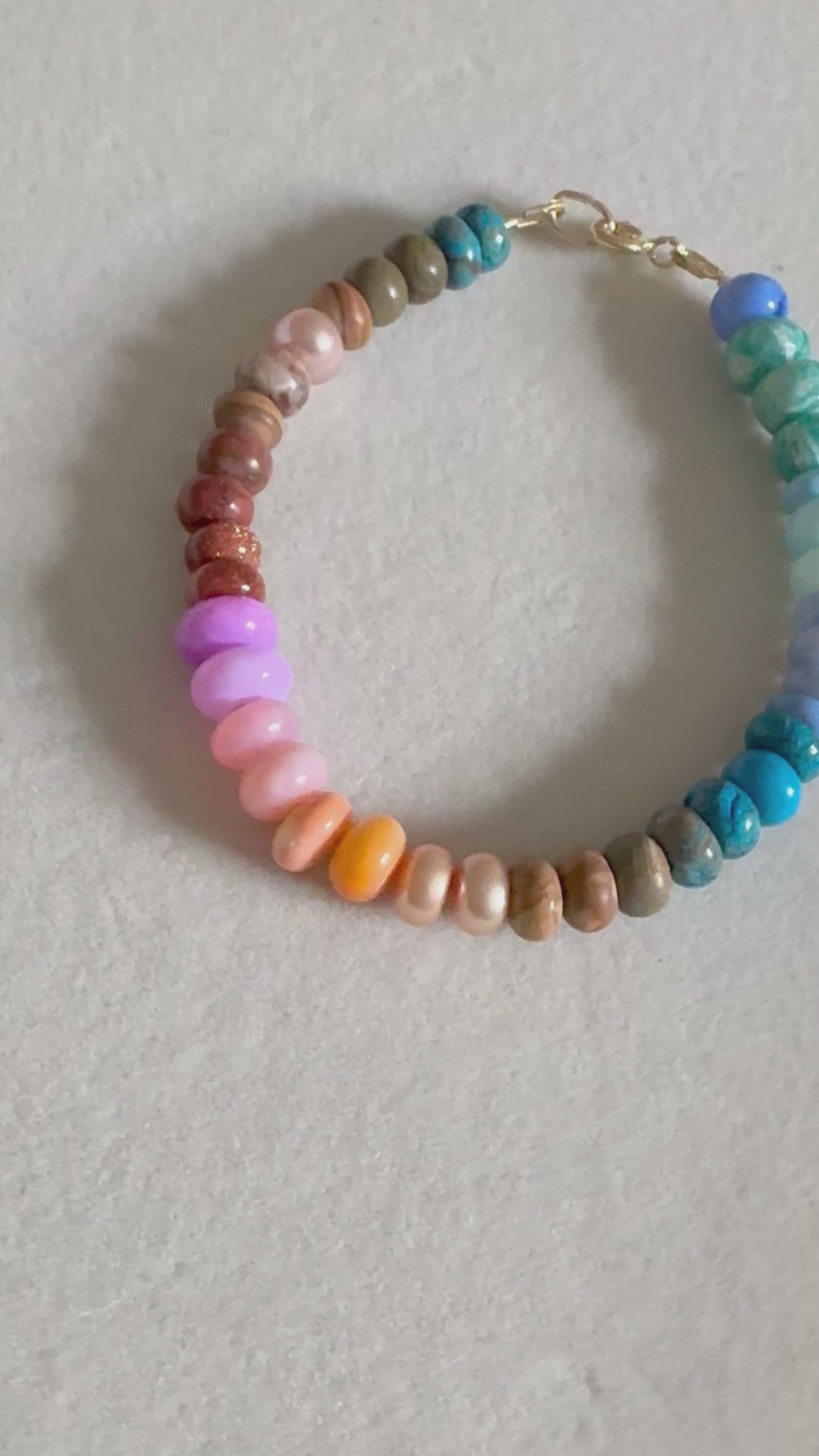 One of a kind ombré effect gemstone bead bracelet